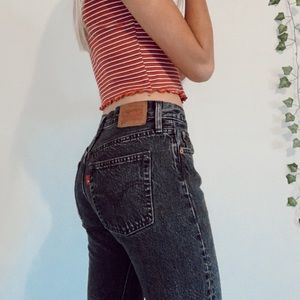 LEVI 501 black distressed jeans